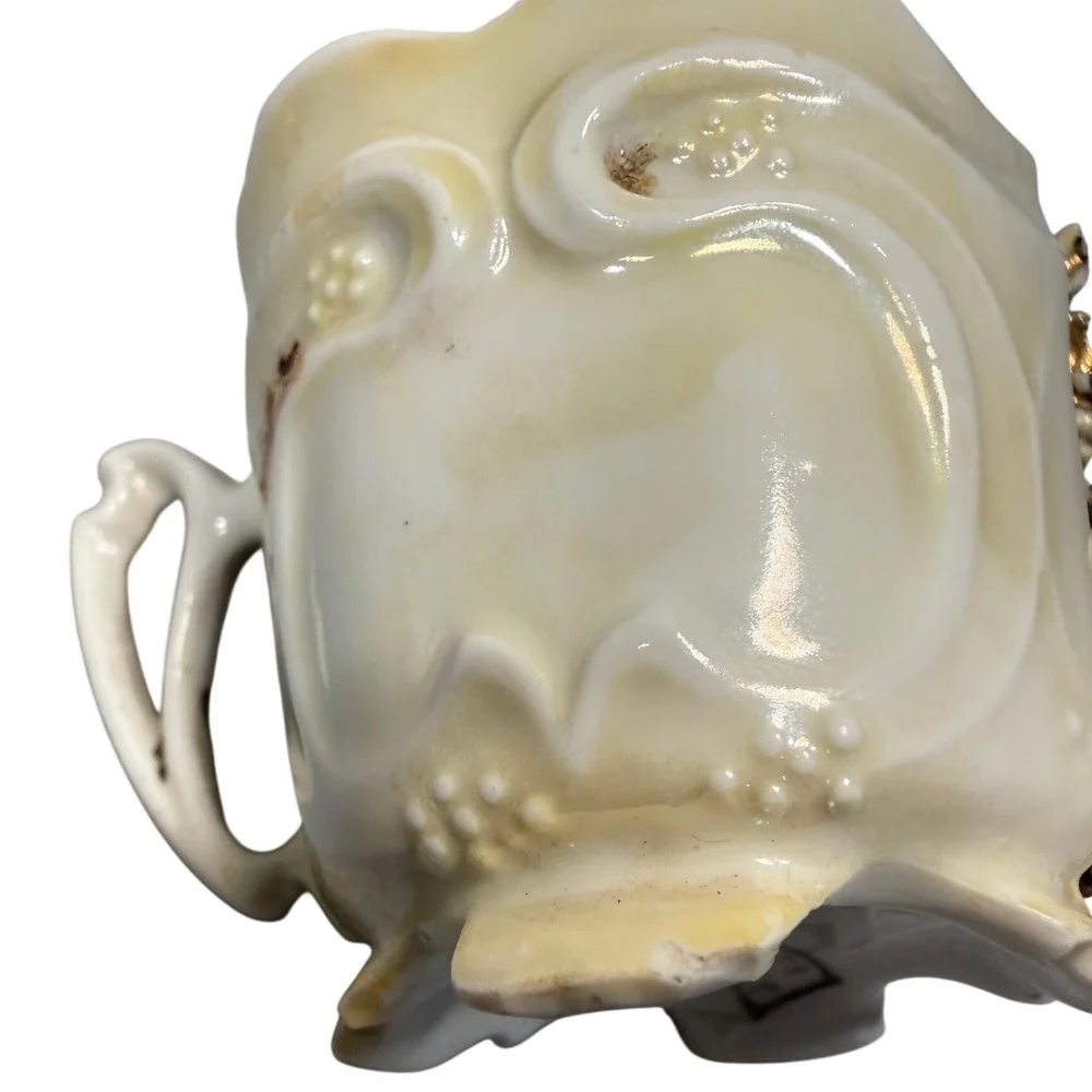 Antique German Porcelain Butterfly Teacup 3D Applied Gilt Luster Made in Germany